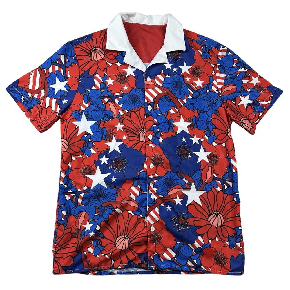Fox News Aloha Shirt Men S Hawaiian Patriot Conservative USA Hannity News Floral
